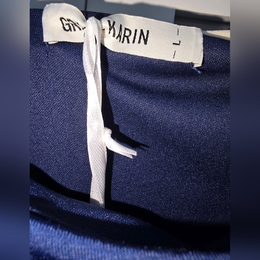 NWT Grace Karin Navy Blue One-Shoulder Faux Wrap Dress – Size Large - Picture 11 of 16